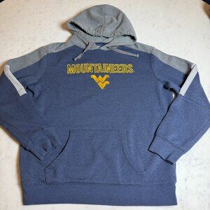 WVU Mountaineers Hoodie XL Blue Gray Colorblock Pullover Embroidered Logo